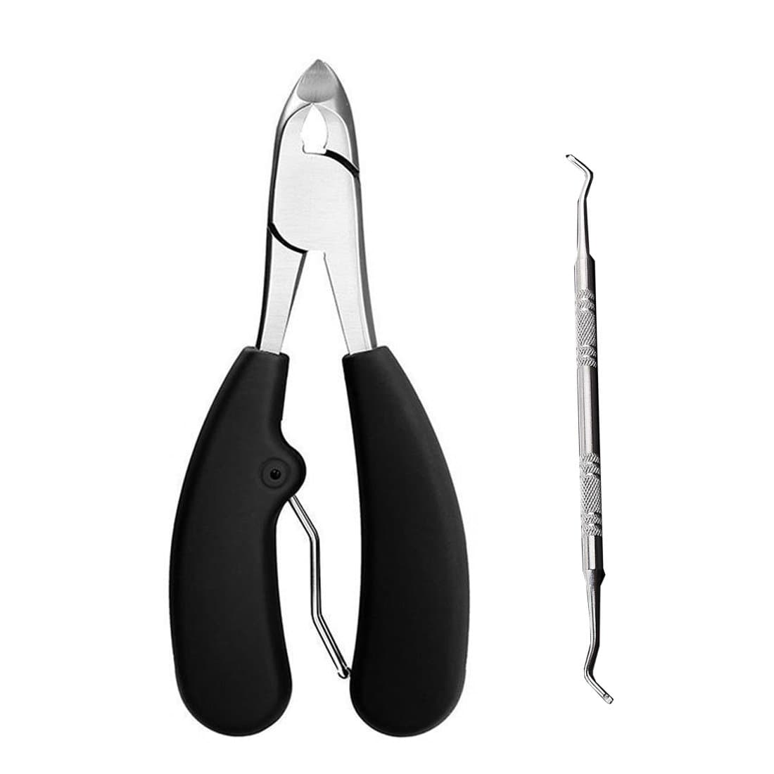Nail Toenail Clippers for Thick Ingrown Toe Nail,Stainless Steel Toenail Clippers for Thick or Fungus Nails for Seniors with Soft Rubber Handle (black)