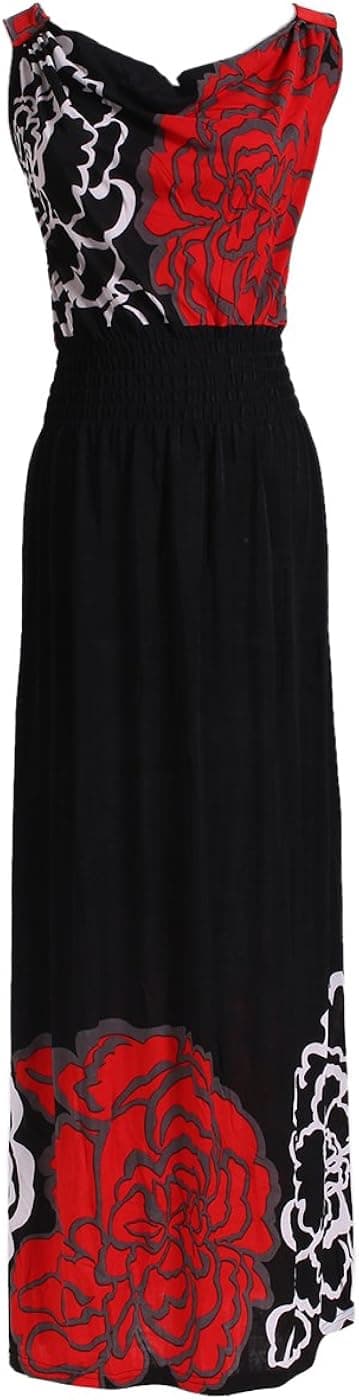 2LUV Women's Sleeveless Antique/Floral/Tribal/Peacock Print Maxi Dress