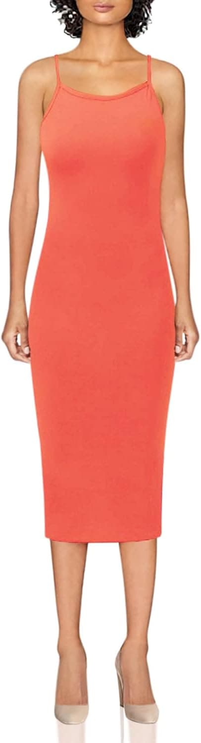 Crazy Girls Womens Plain Strappy Viscose Bodycon Long Midi Dress