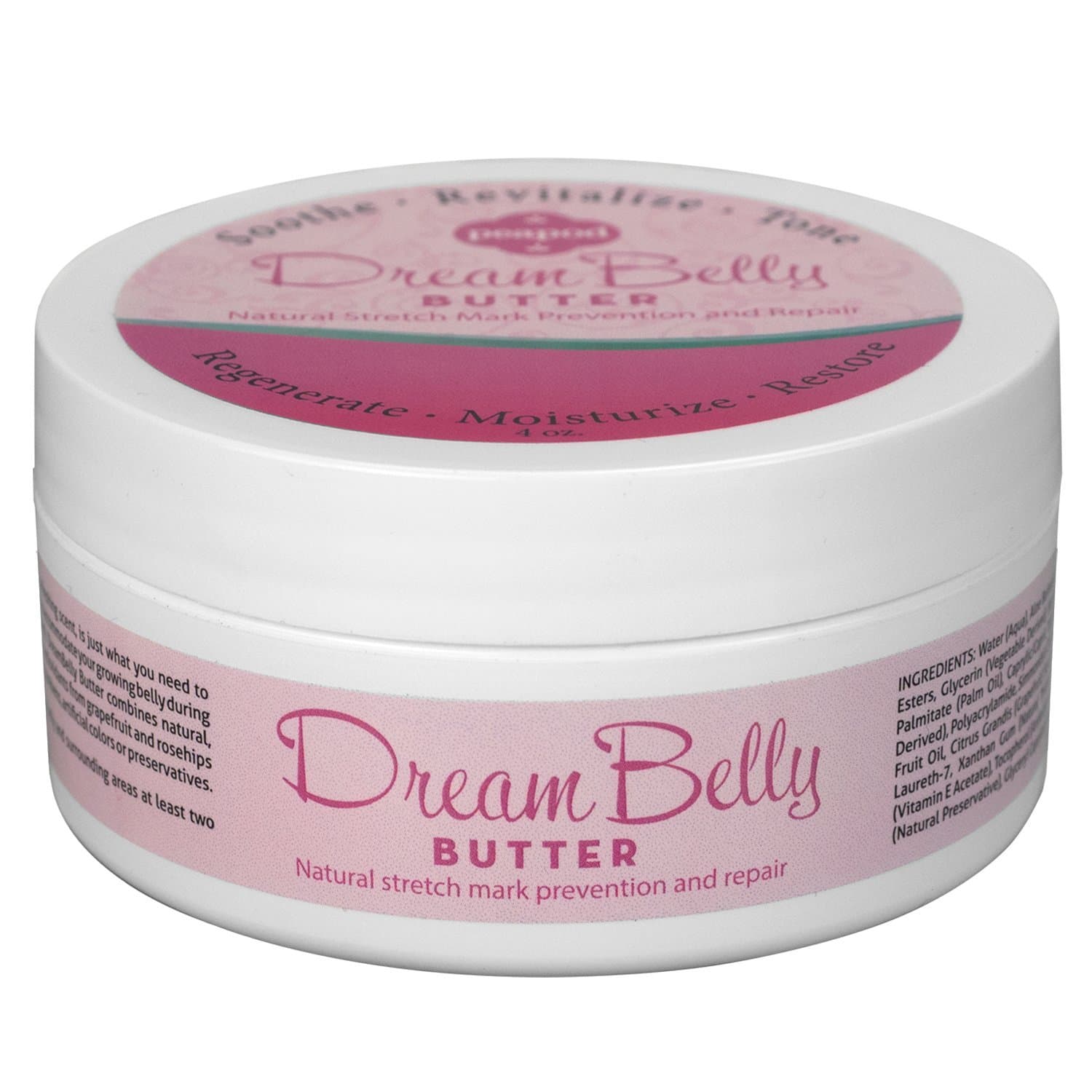 DreamBelly Butter Stretch Mark Cream, Lotion for Women's Tummy and Body to Soothe Skin and for Prevention of Pregnancy Stretch Marks and Scars, Contains Moisturizing Natural Butters and Oils