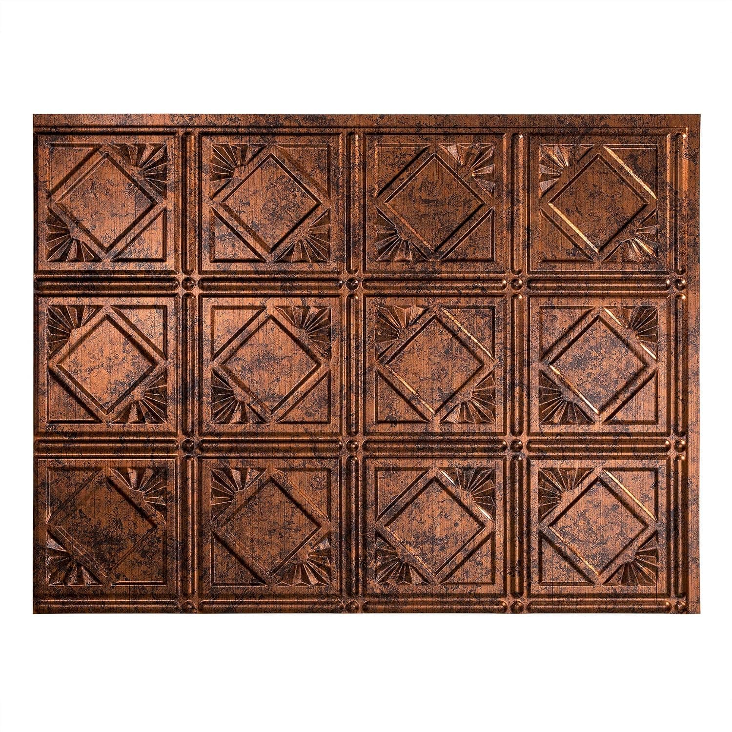 FASÄDE Traditional Style/Pattern 4 Decorative Vinyl Backsplash Panel in Moonstone Copper (One 18" x 24" Panel)