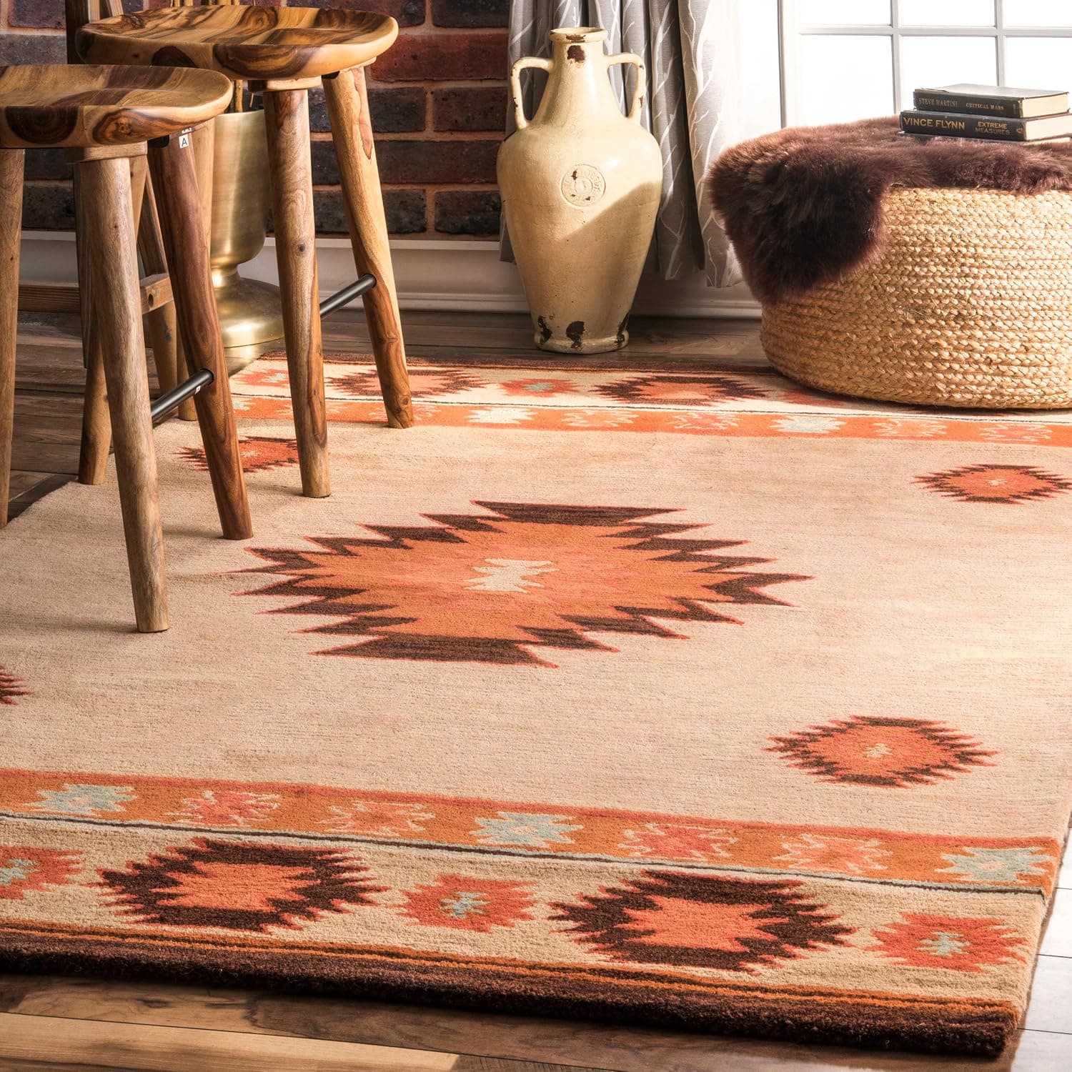 nuLOOM Shyla Abstract Wool Area Rug, 7' 6" x 9' 6", Beige