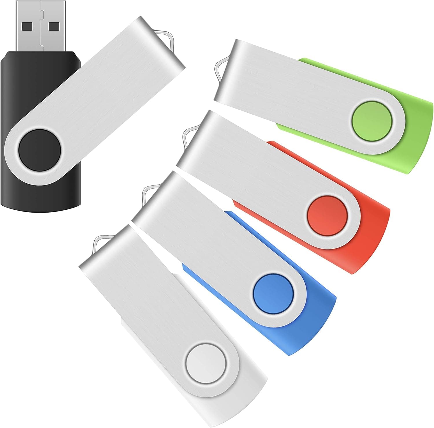 Enfain 2GB USB Flash Drive Bulk Thumb Drive Memory Stick, Small Capacity USB Set for Sewing Embroidery Machines (2 GB, Multicolor 5 Pack)