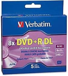 DVD+R DL 8.5GB W/CS 5PK
