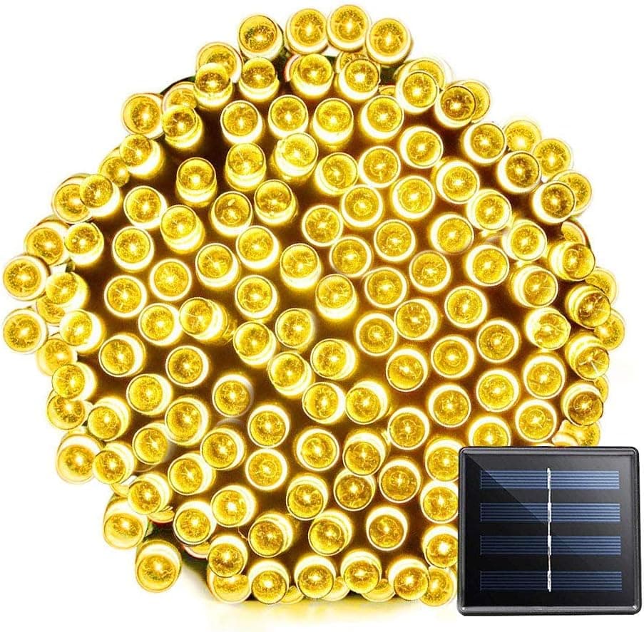 Solar String Lights Outdoor Waterproof, 72ft 200LED Updated Version 6hrs Timer Function with USB Cable Solar Powered Starry String Lights for Christmas Patio Garden Party(warmwhite)