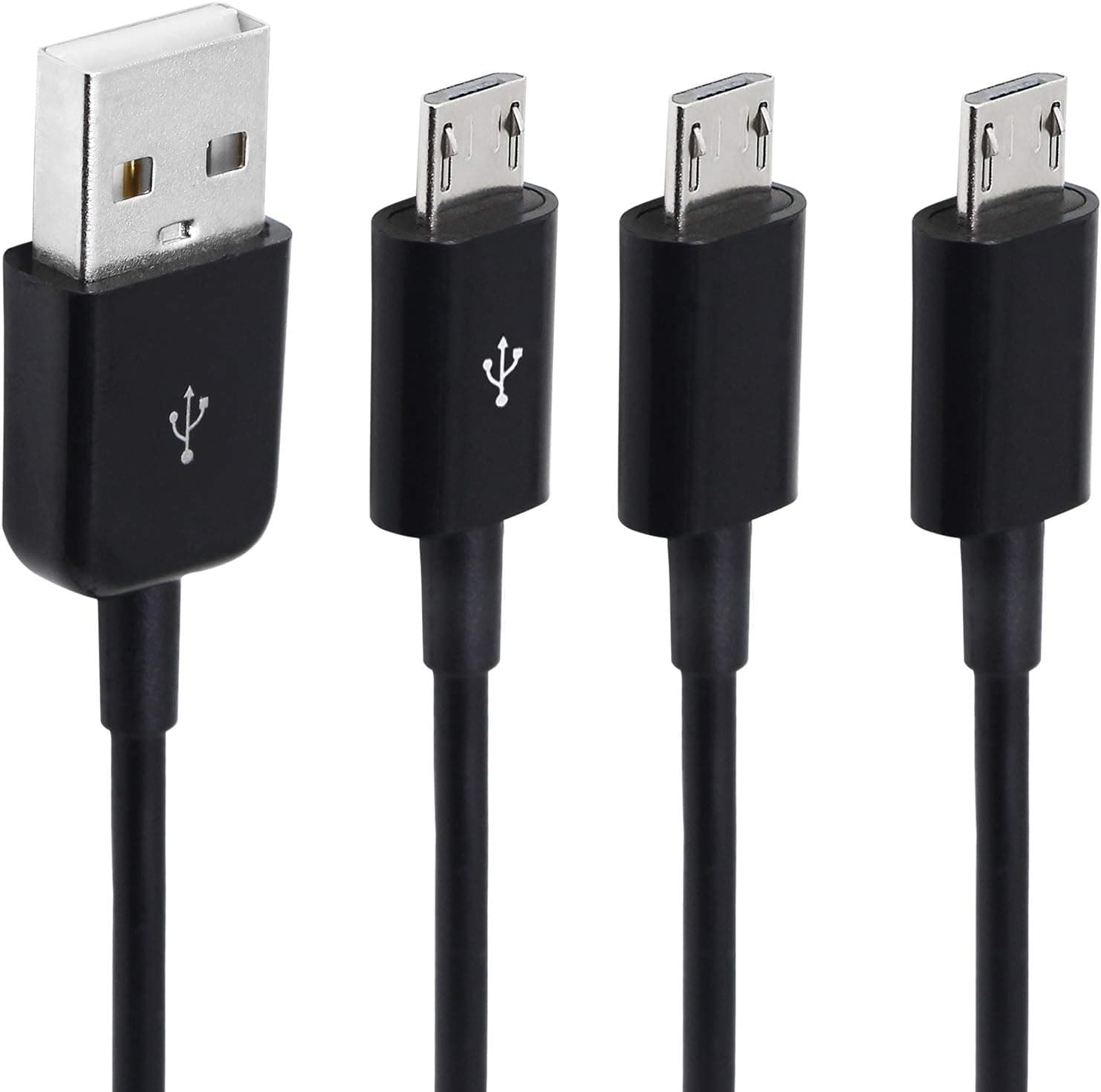 CERRXIAN 9 Inch USB 2.0 Type A Male to 3 Micro USB 5 Pin Male Splitter Y Data Sync and Charge Connector Adapter Cable for Android(Black)