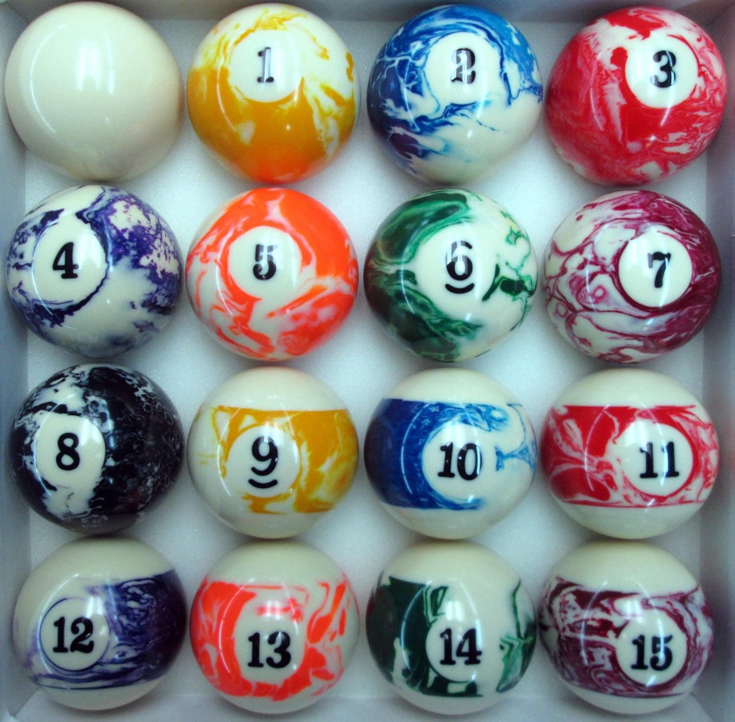 Marble Pool Balls / Billiard Balls - Full Set