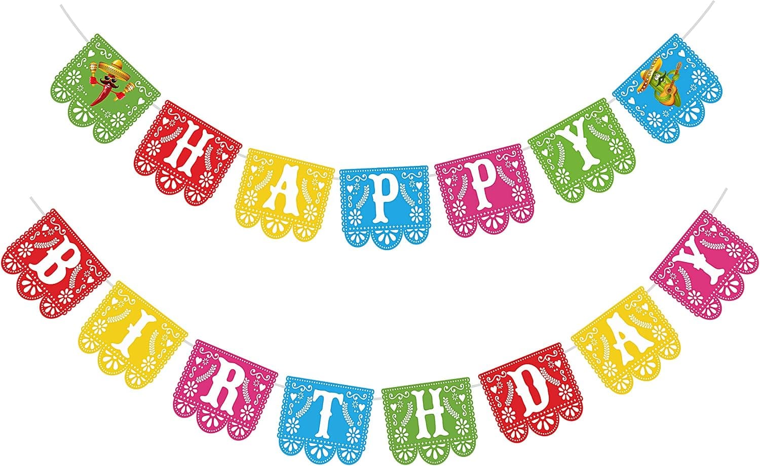 Joy Bang Fiesta Birthday Banner Decorations, Mexican Theme Party Decor, Cinco de Mayo Happy Birthday Banner Papel Picado Garland, Feliz Cumpleaños Banner for Kids Adults, Fiesta Party Favor Supplies