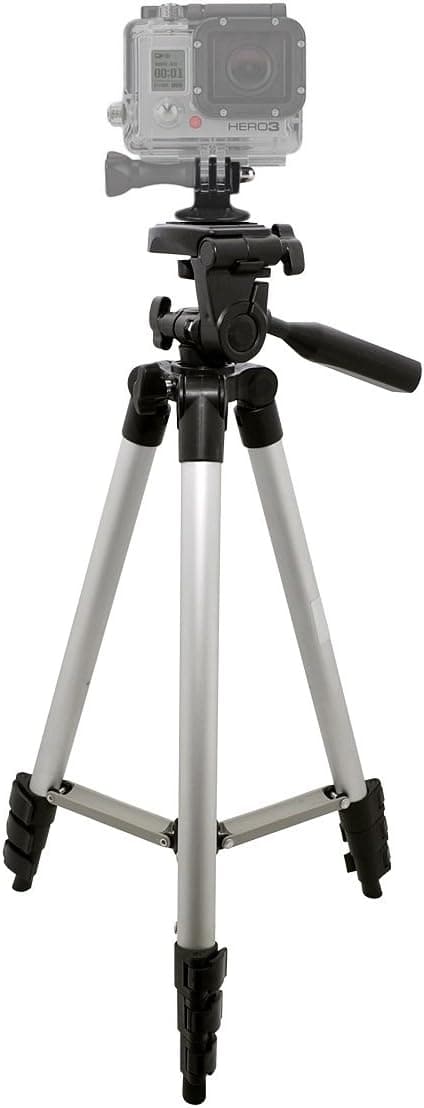 SSE® Deluxe 50" Tripod with Built in Bubble Level Indicator + GoPro Tripod Mount Adapter Included for GoPro Hero 3, 4, 5, 6, 7, 8, 9,10 & 11 & More