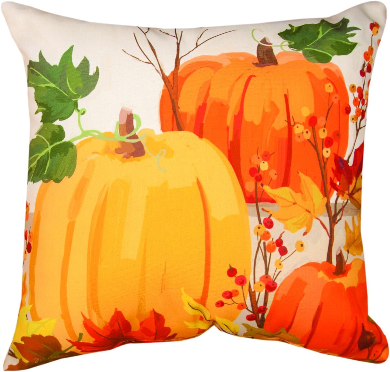 Manual Woodworkers & Weavers Indoor/Outdoor Throw Pillow, Fall Pumpkins, 18"