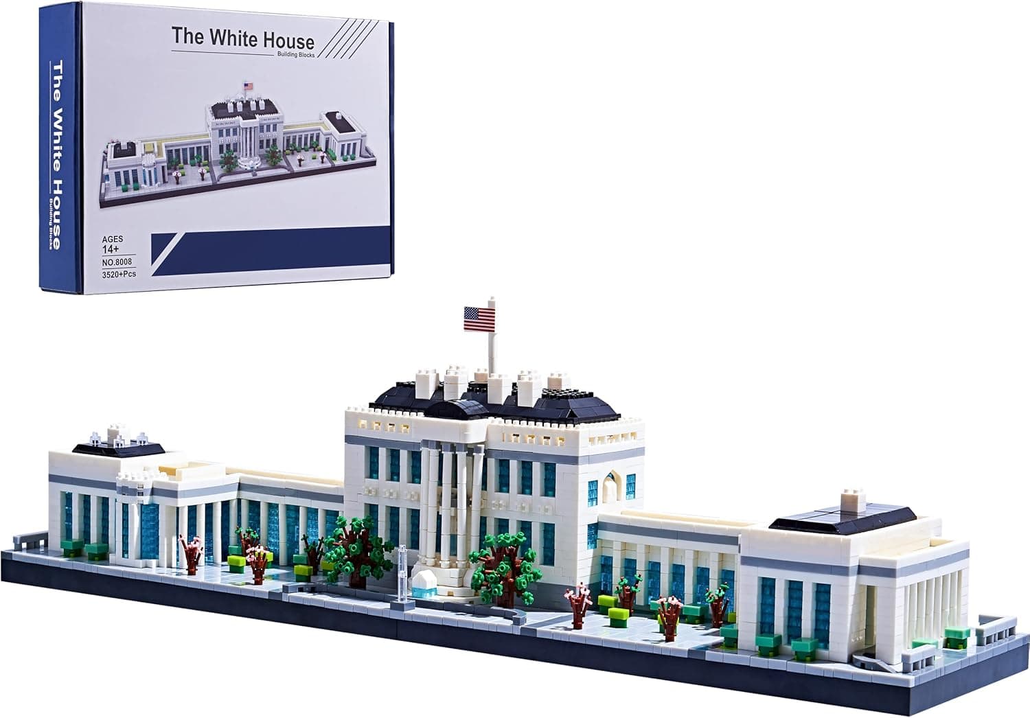 LUKHANG Gift Architecture: The White House Model Building Set New Architecture Kit and Gift for Kids and Adults,Micro Mini Block 3520pieces, for Any Hobbyists New（ with Color Gift Package）