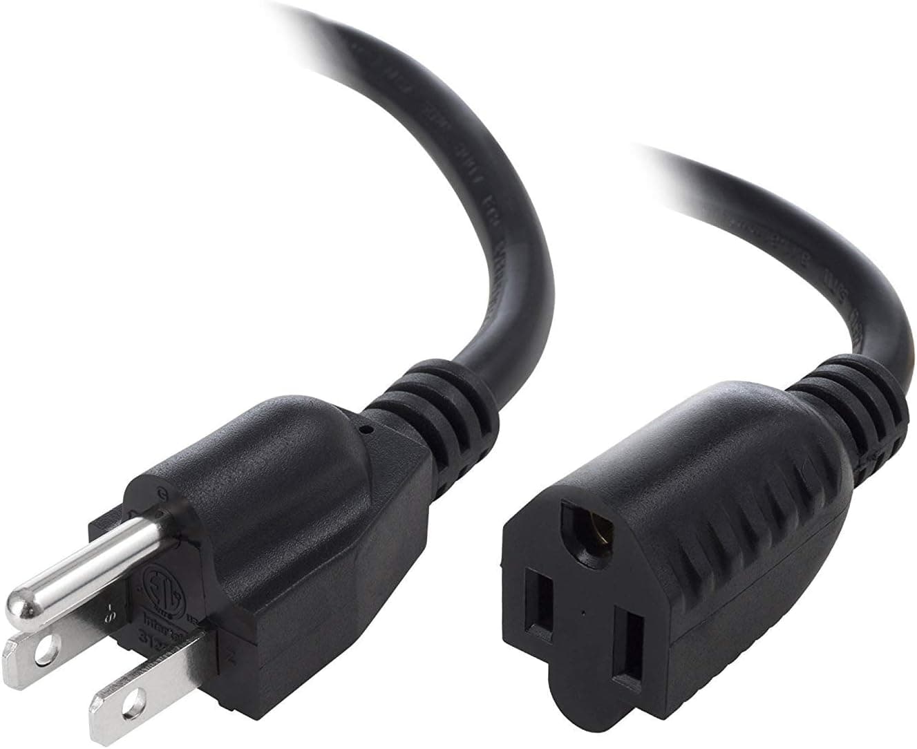 C&E 3ft (1M) 16AWG (Power Extension Cord) Power Extension Cable 3 Feet (1 Meters) 3 Conductor (NEMA 5-15P to NEMA 5-15R) 13 Amp Power Cable CNE450488, black