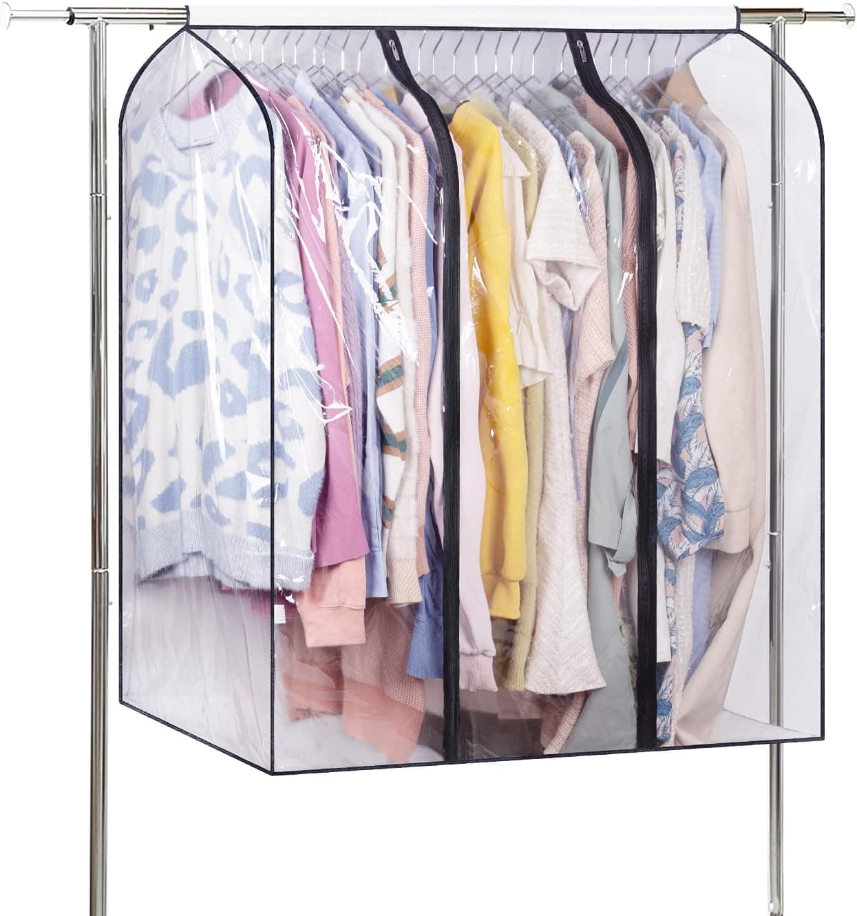 SLEEPING LAMB 40'' Clear Garment Bags for Closet Storage Bottom Enclosed Hanging Clothes Storage Bag Sealed Clothes Cover for Coats, Suits, Sweaters, Dresses （Not Including Frame）