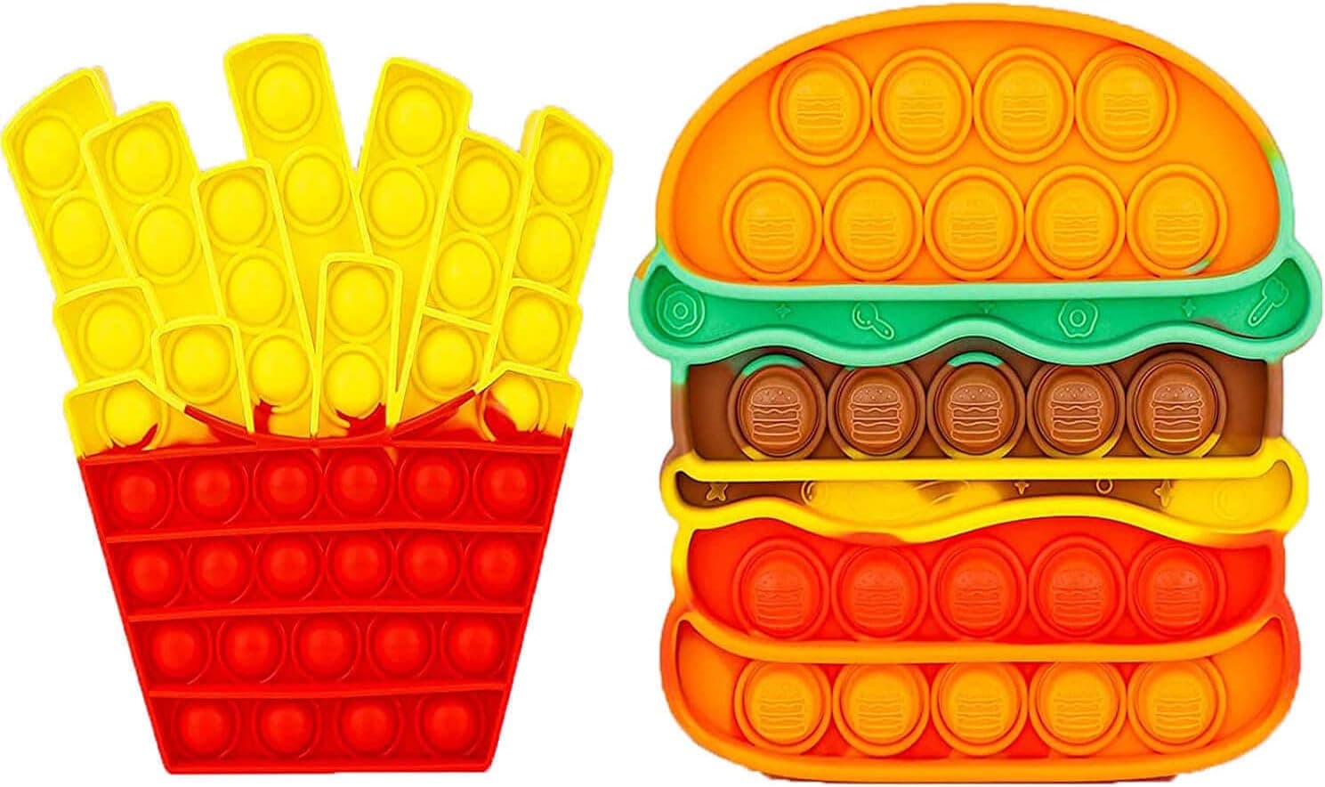 Kabvry Fidget Toys Pop , Bubble Popping Sensory Fidget Toy for Adults and Children, Push Pop On It Stress Toy for Autism, Sensory Popper Educational Game Toy for Kids（Hamburger & Fries Shapes ）