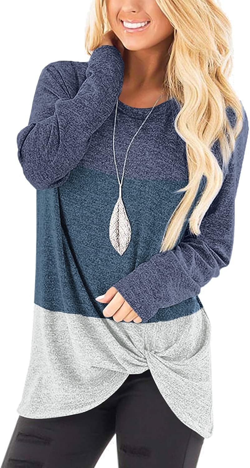 SAMPEEL Women's Tunic Tops Twist Knot Casual Pullover Shirts