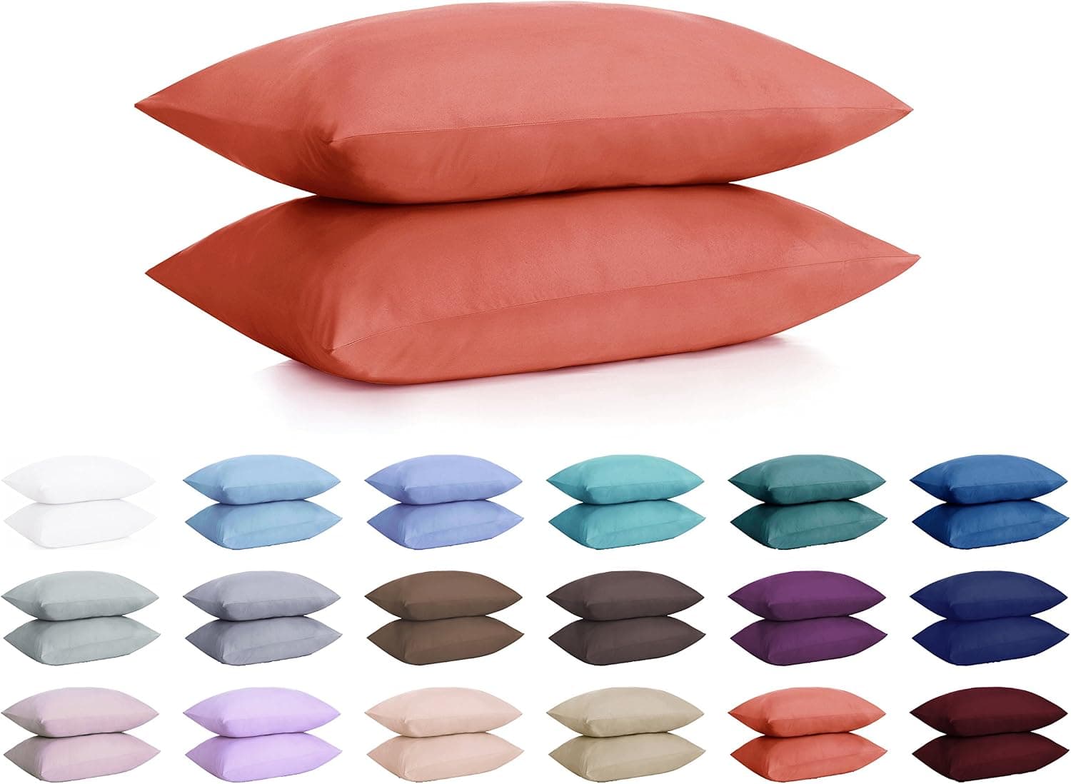 DreamHome Set of 2 Wrinkle Resistant Ultra Soft Pillowcases with Envelope Closure (Standard, Coral)