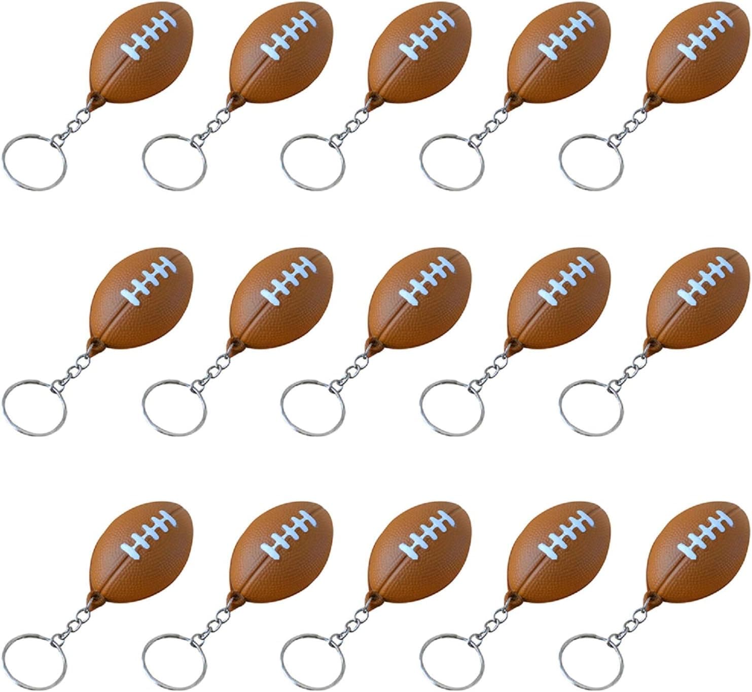iMagitek 15 Pack Football Keychains for Kids Party Favors Supplies, School Carnival Prizes, Party Bag Gift Fillers, Football Stress Relieve Ball