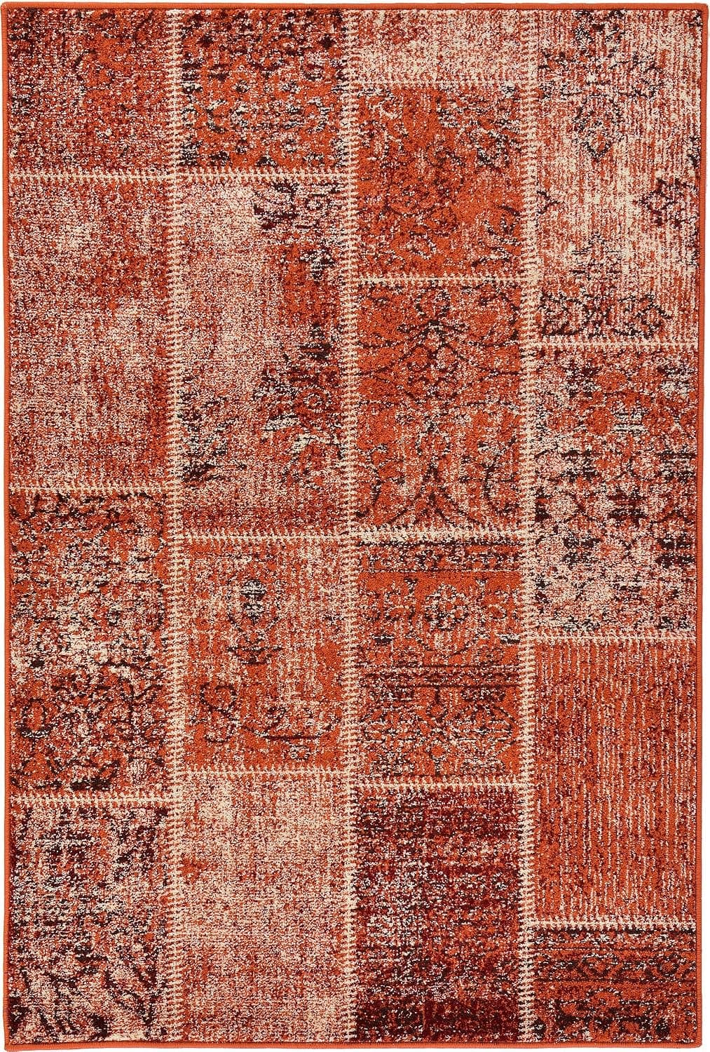 Unique Loom Modern 4 feet by 6 feet (4' x 6') Patchwork Orange Contemporary Area Rug