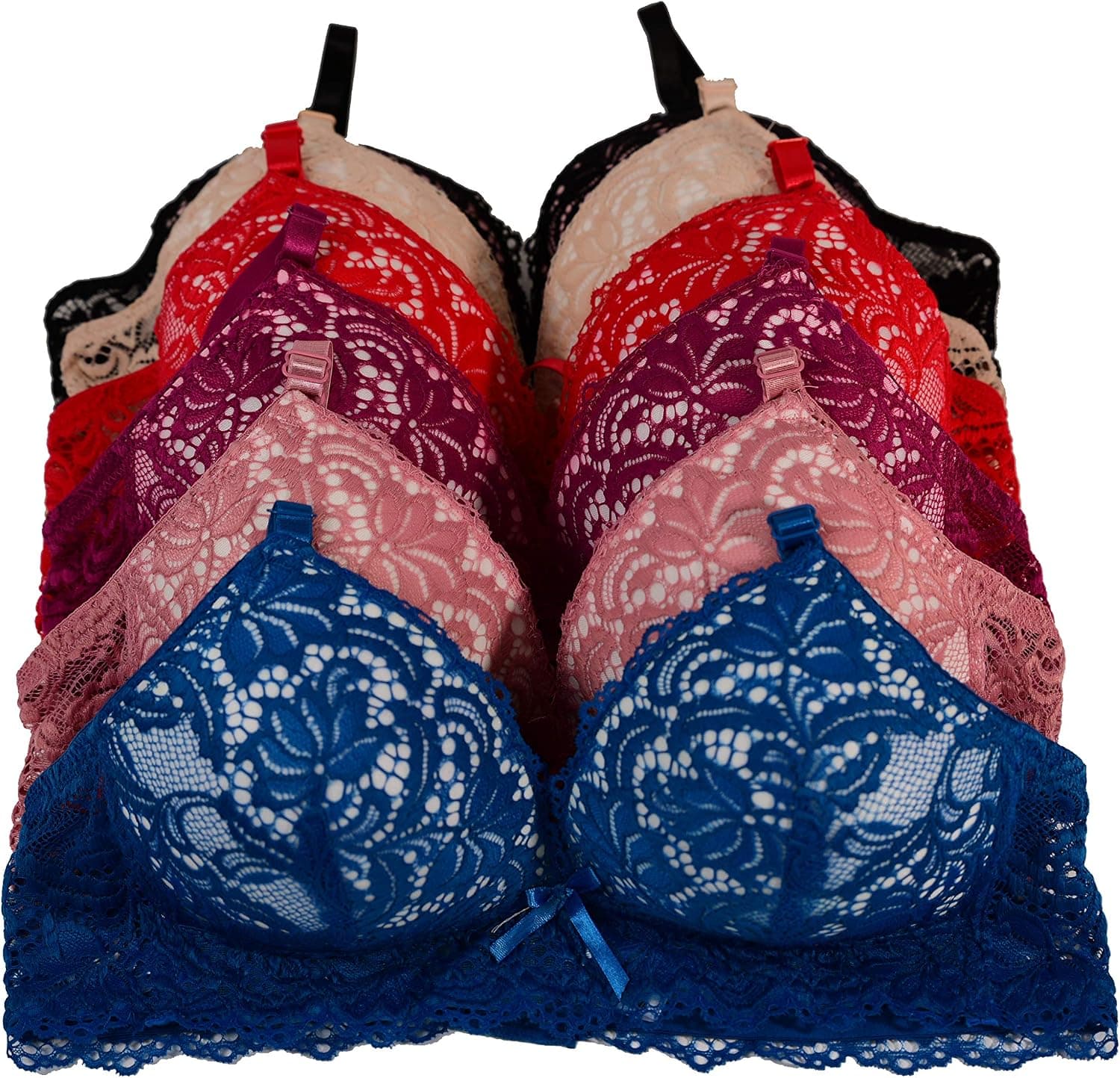 Women Bras 6 Pack of No Wire Free Bra B Cup C Cup