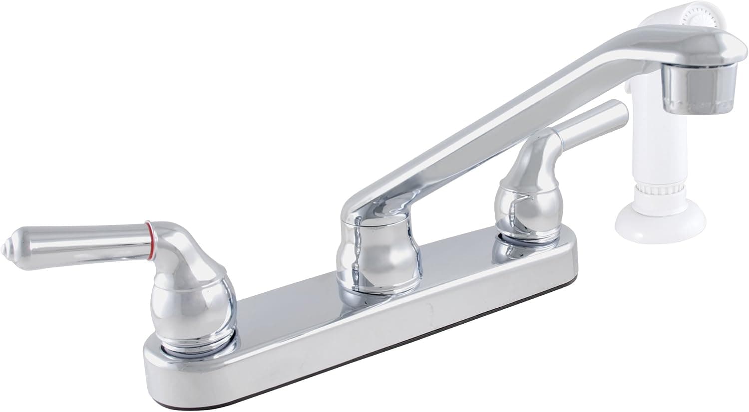 LDR 952 32425CP Exquisite Kitchen Faucet, Dual Tulip Handle, With White Spray, Lifetime Plastic, Chrome Finish