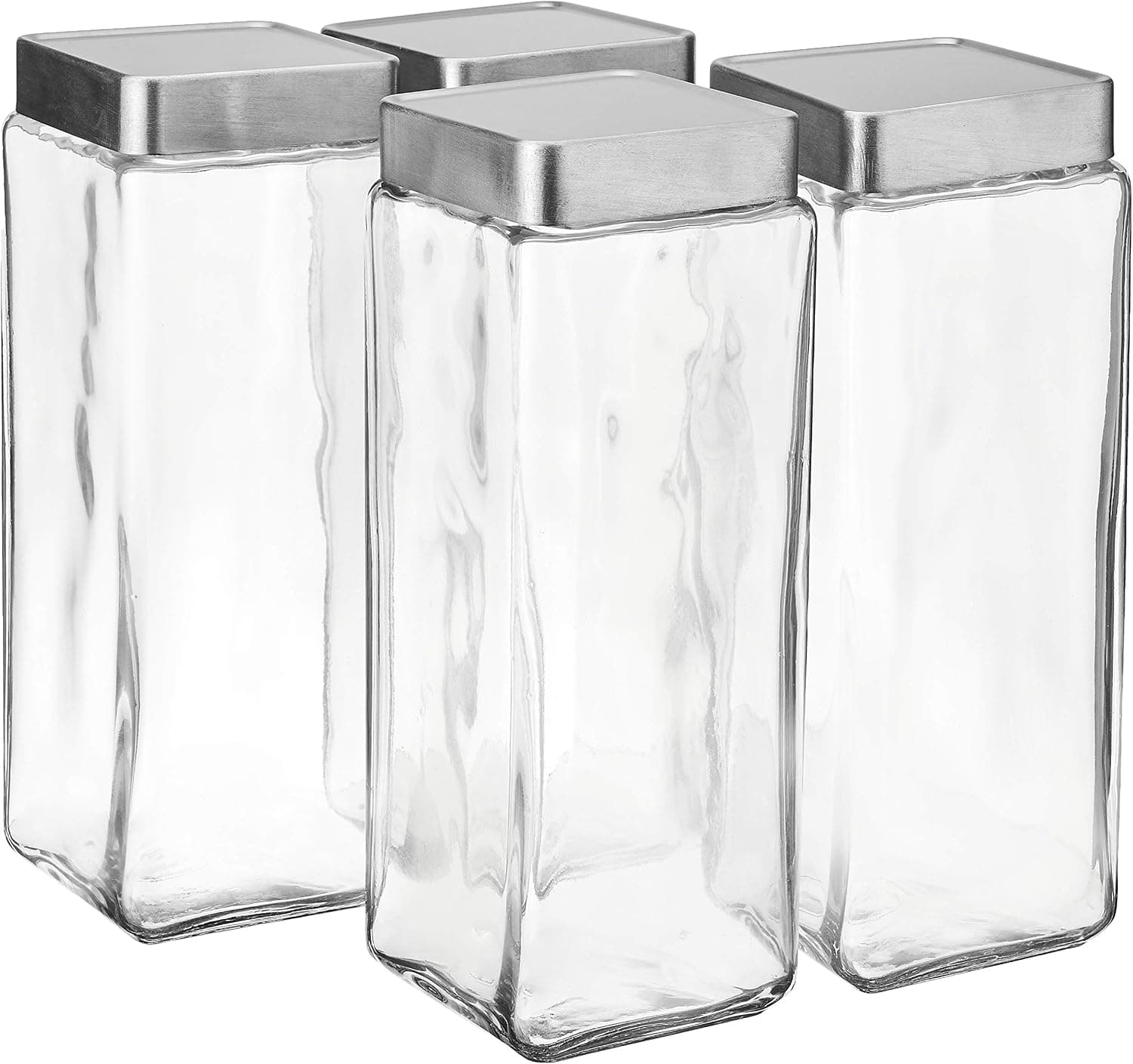 Anchor Hocking Stackable Jars with Brushed Aluminum Lid, 2.5-Quart, Set of 4 -