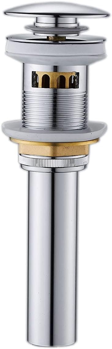 Bathroom Sink Drain with Overflow Built-In Strainer Pop Up Sink Drain Stopper for Vessel Sink Lavatory Vanity Silver Sink Drain (Polished Chromed)
