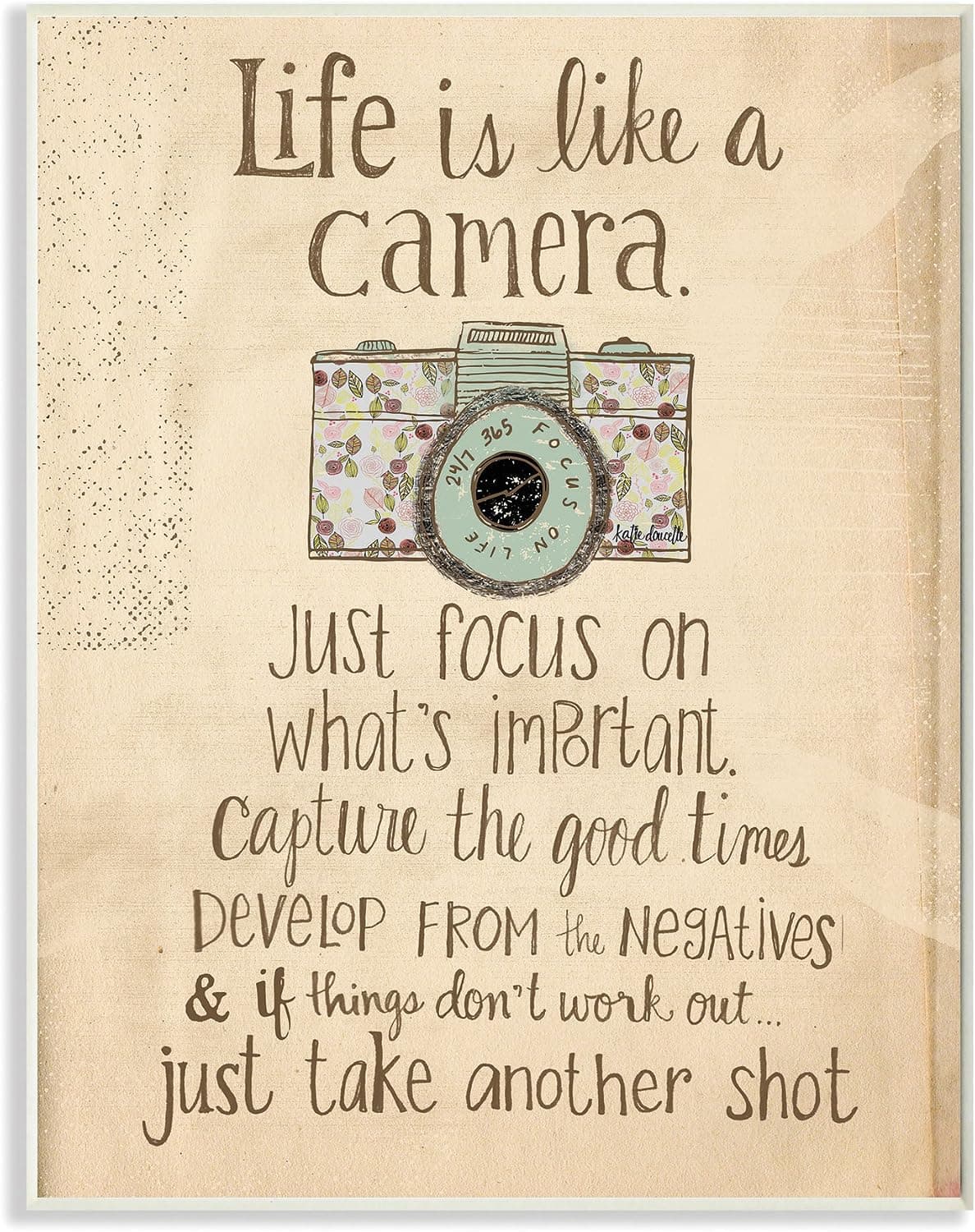 Stupell Industries Life Is Like A Camera Inspirational Oversized Wall Plaque Art, 12.5 x 0.5 x 18.5, Multi-Color