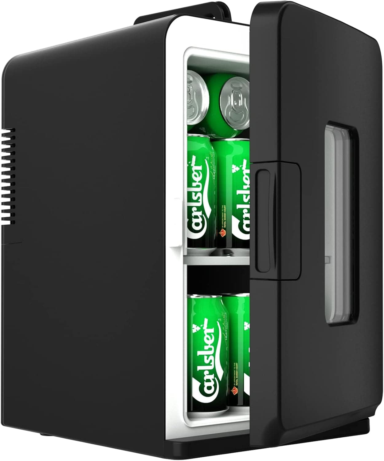 Mini Fridge for Bedroom, 15 Liter/21 Cans Skincare Fridge 110V AC/12V DC Portable Thermoelectric Cooler and Warmer Small Refrigerator for Makeup, Food, Drinks, Dorm, Office and Car, Transparent Window