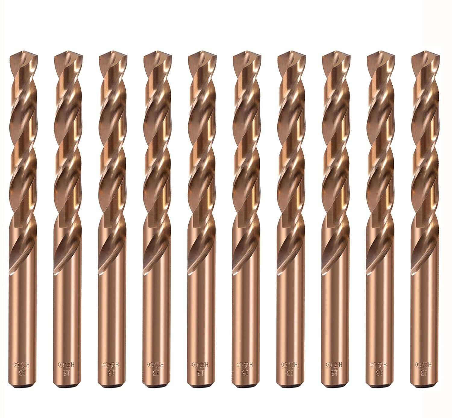HSS Cobalt Drill Bit Set 17/64 Inch 10Pcs M35 Co Twist Jobber Length Steel Metal Drill Bits