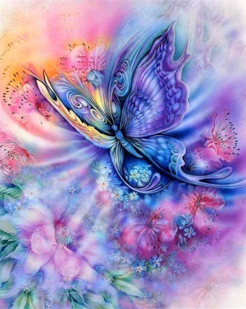 MOXDE DIY Oil Painting kit, Paint by Numbers Kit for Kids and Adults, Canvas Painting by Numbers, Acrylic Painting, Home Wall Decor Paint by Number Kits - Butterfly 16x20 inches (Framed)