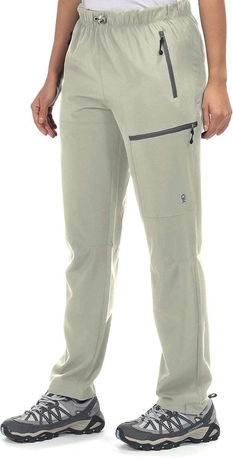 Little Donkey Andy Women's Lightweight Quick Dry Cargo Hiking Pants UPF 50+ Stretch Travel Pants Khaki L