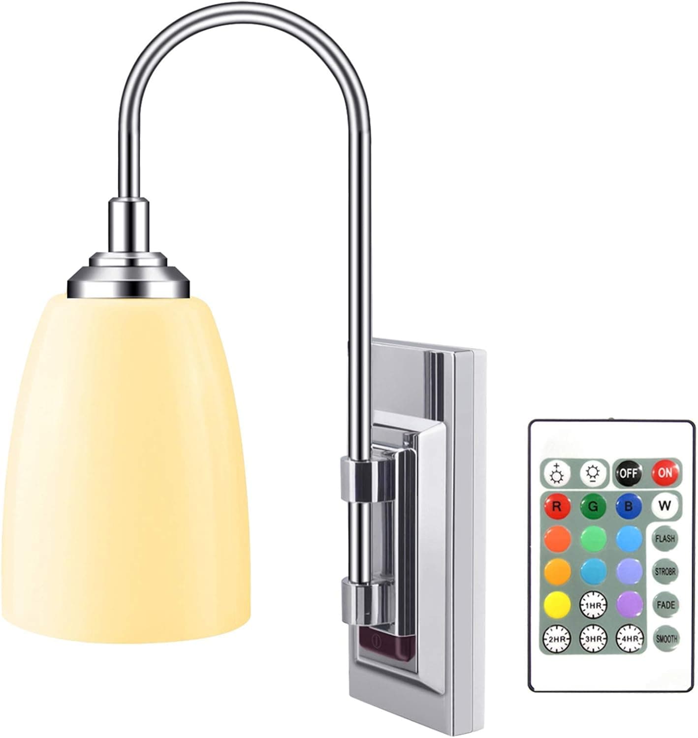 HONWELL Wall Lamp Battery Operated LED Wall Sconces Indoor Cordless Multi Color Wall Sconce Light Fixture for Room Lighting, Stick Lights for Kitchen Hallway Bathroom, 12 Colors, Remote Controlled
