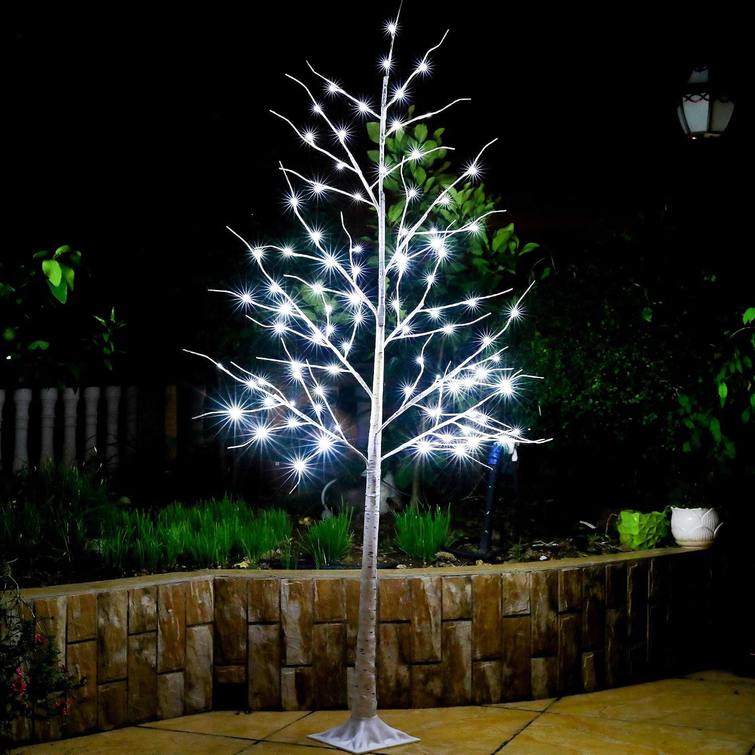 Leruckdite LED Birch Tree 6FT 96L Christmas Decorations with Timer White and Warm White Colors and 9 Modes Lighted Tree Decor for Outdoor Indoor Bedroom Party Wedding Living Room Garden Home