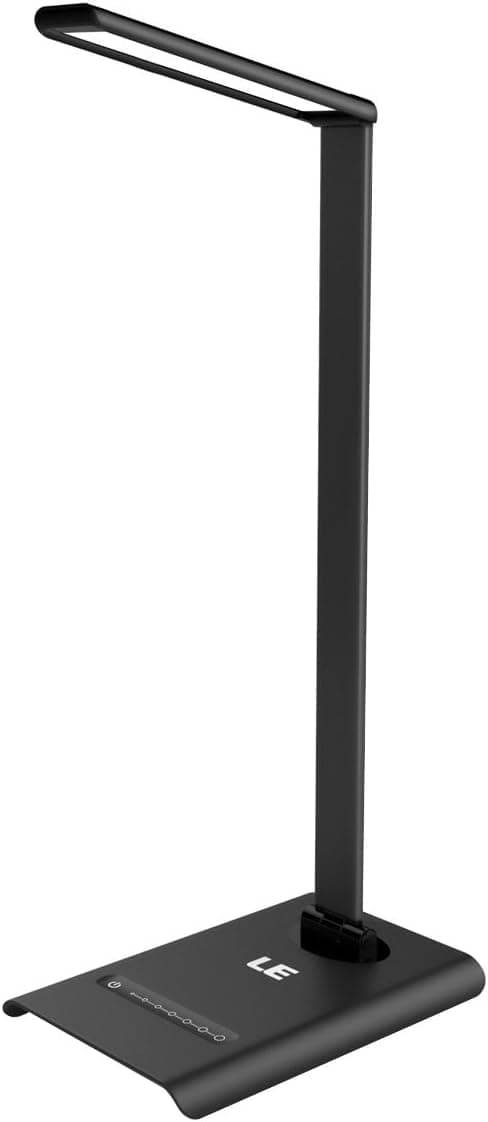 LE Dimmable LED Desk Lamp, 7 Brightness Levels, Eye Protection Design Reading Lamp, Touch Sensitive Control, 6W Folding Table Lamp, Daylight White
