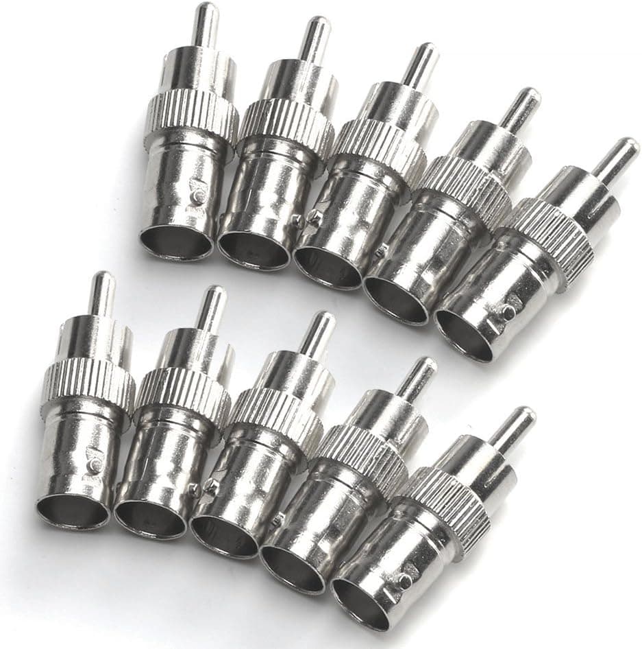 ZOSI 10 Pack BNC Female Jack to RCA Male Coaxial Cable Connector Adapter for CCTV Security Camera System