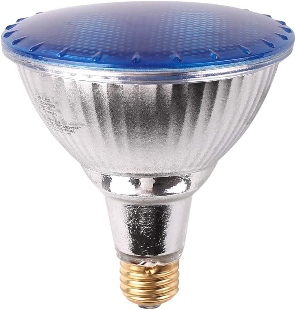 7 PANDAS Blue LED Par38 Flood Light Bulbs, True Color Full Glass Outdoor Waterproof LED Lights, E26 Base (90W Halogen Equivalent), 1200 Lumen for Porch, Halloween, Christmas, Holiday Lighting, 1-Pack