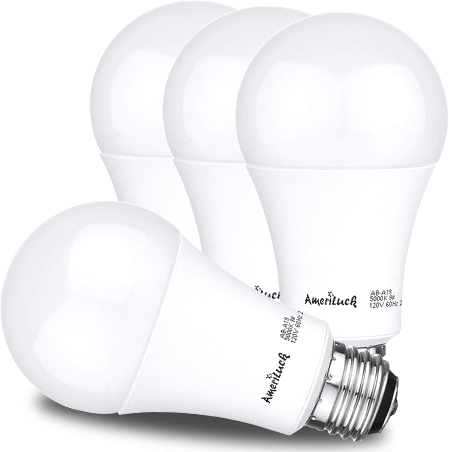 AmeriLuck Dimmable 100W Equivalent LED Light Bulbs A19, 1600+Lumens (14.5W), CRI 80+, 2700K Soft White, Omni-Directional UL Listed | 4PK