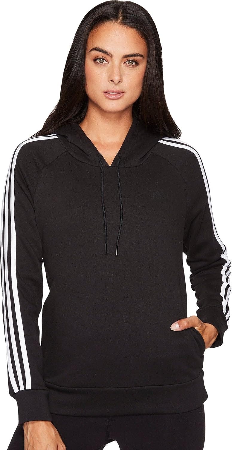 adidas Women's Athletics Essential Cotton Fleece 3 Stripe Pullover Hoody
