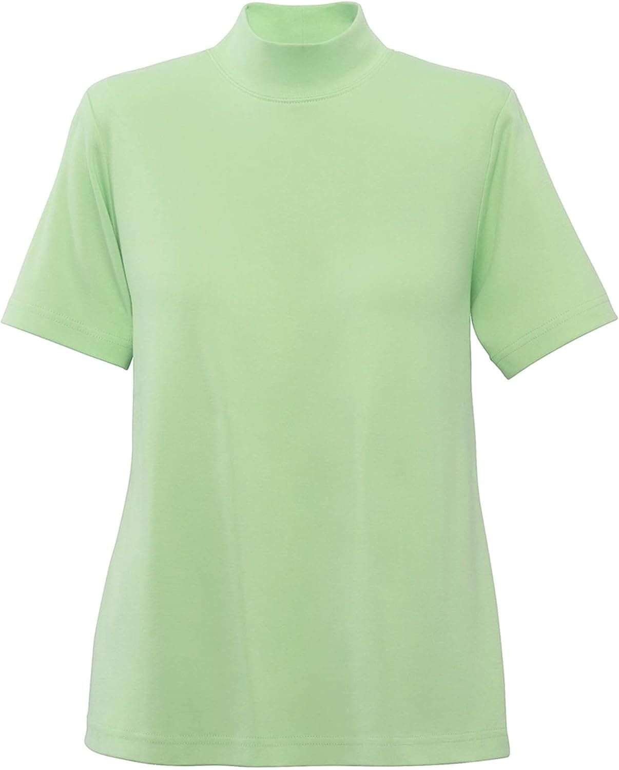 UltraSofts Short Sleeve Mock Turtleneck Top, Exclusive Comfort Knit, UPF 50+ Fabric, Classic Comfortable Style, Pistachio, Small