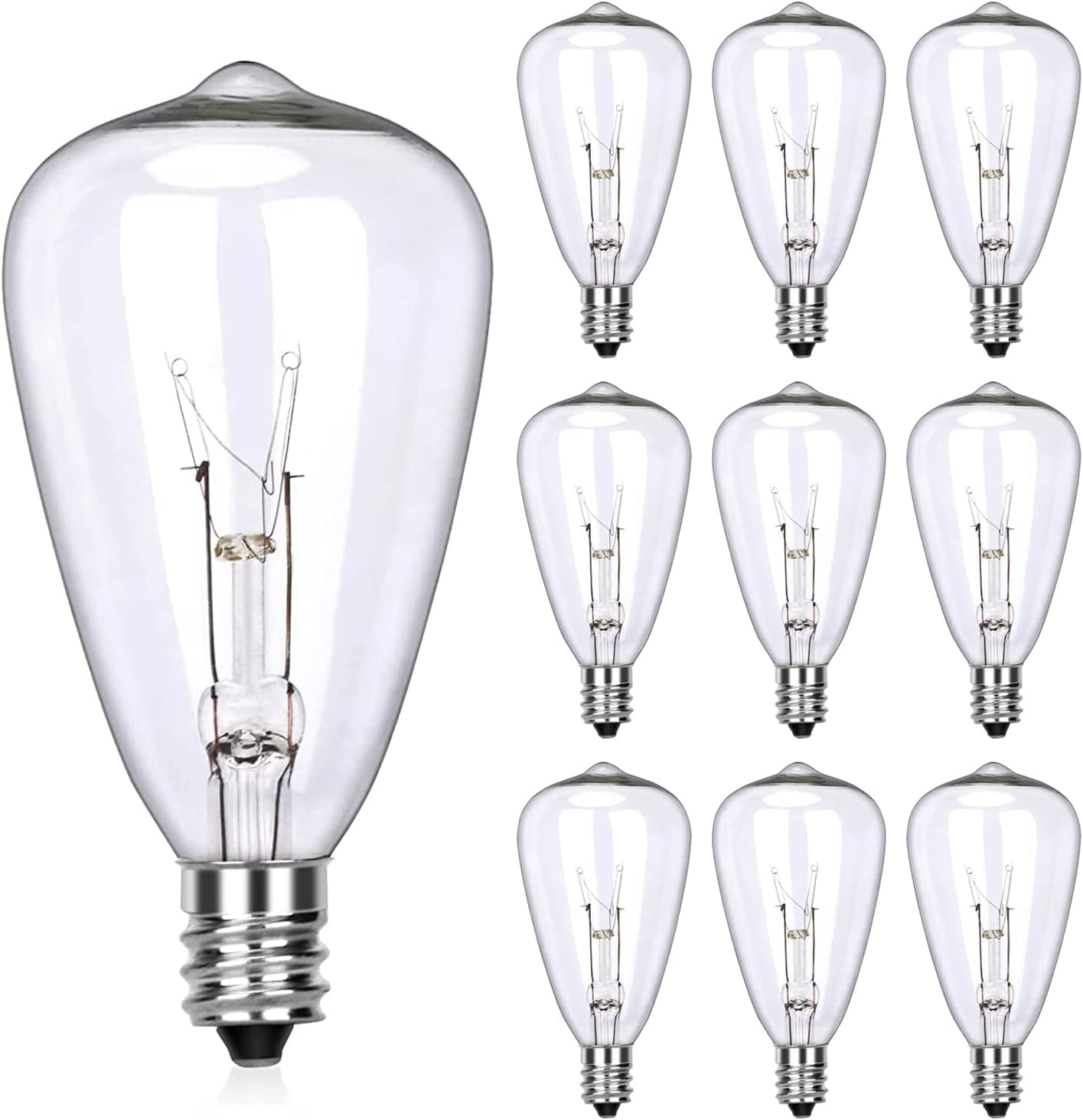 Edison Light Bulbs, Replacement Clear Bulbs - 5 Watts C7/E12 Screw Base for Indoor/Outdoor Christmas String Lights, Warm White