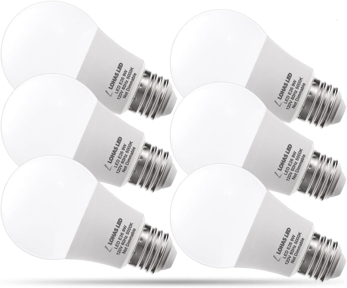 L LOHAS LED LH-BL-9W-5000k-6 XP00803W9E26-6 Household-Light, 9 Watt Daylight(5000K)-6 Pack, E26 Base LED Bulb