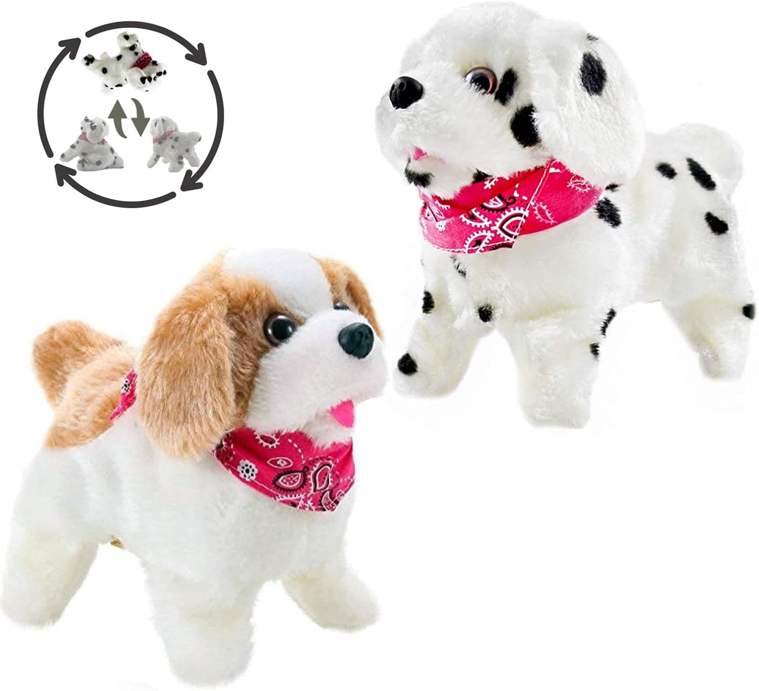 Haktoys 2-Pack Flip Over Puppy Battery Operated Somersaulting, Walking, Sitting, Barking Plush Cute Little Toy Dog Great Gift for Animal and Pet Loving Toddlers and Kids