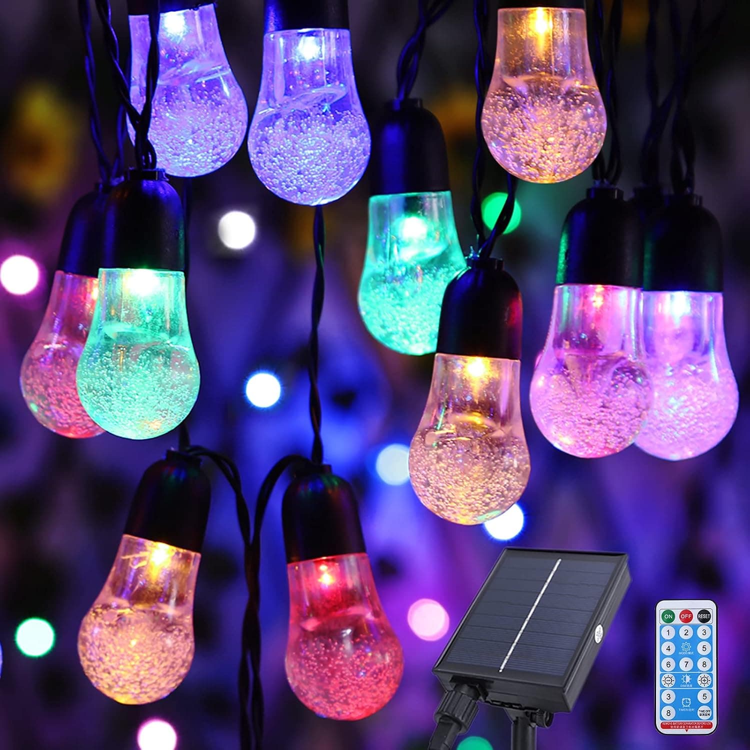 LEIFEOSH Outdoor String Lights, Solar Power Patio String Lights, G40 Waterproof Hanging Edison Bulbs Shatterproof 35.4FT Led String Lights with 40Pcs Bulbs and 8 Lighting Modes for Wedding Gatherings
