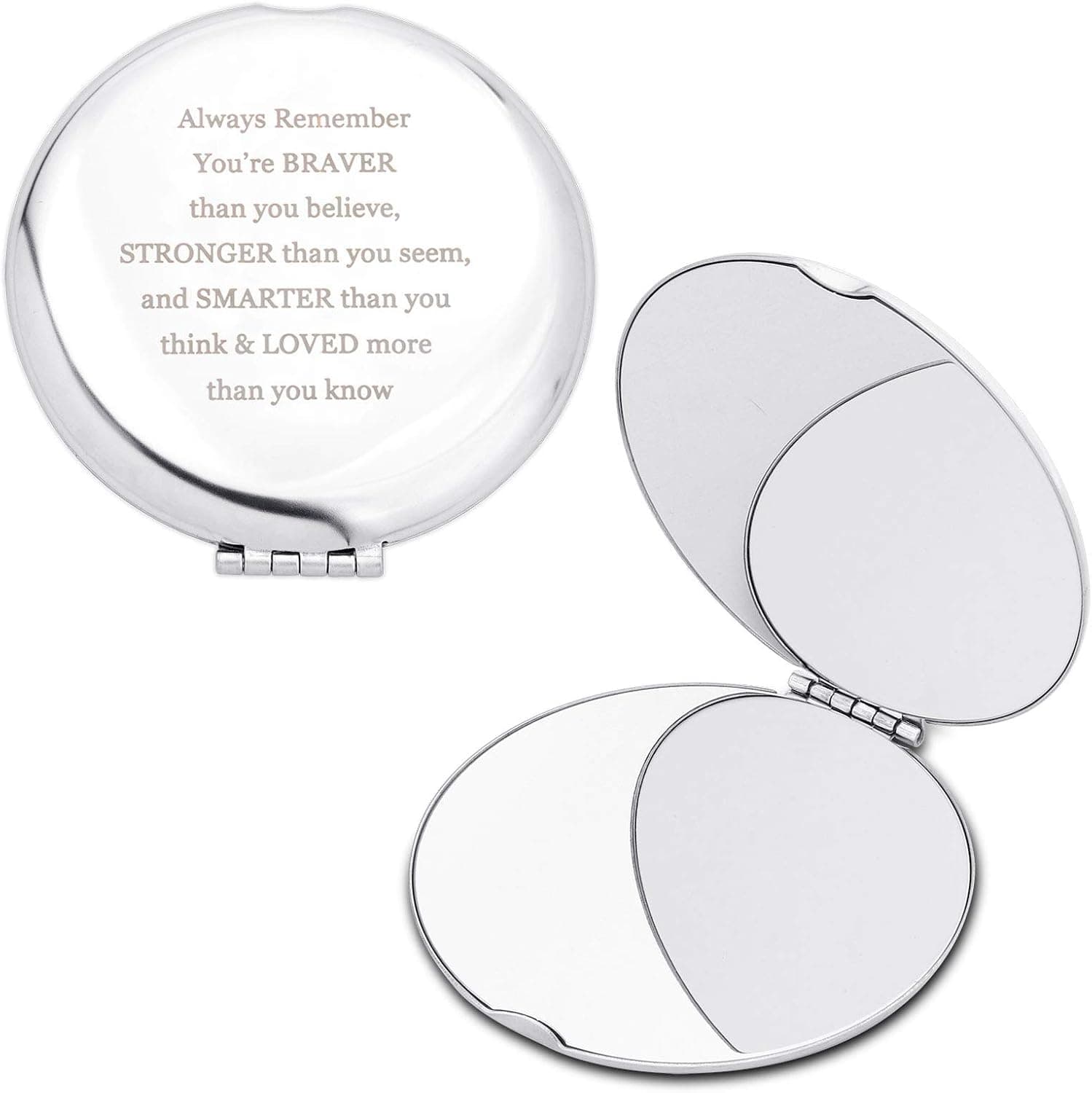 KUIYAI Makeup Mirror Portable Cosmetic Mirror Engraved Always Remember You are Braver Than You Believe (Always Remember Mirror)