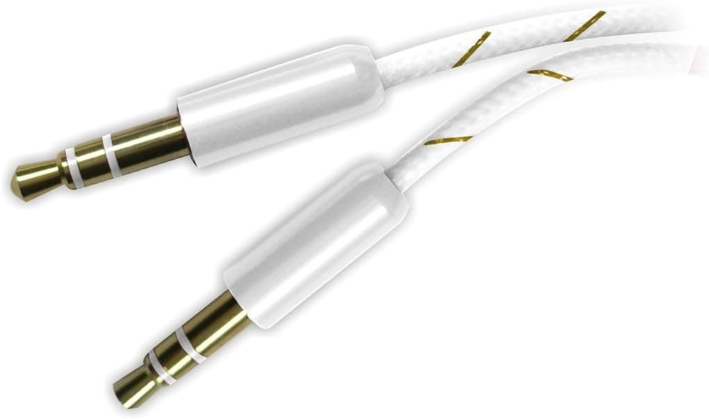 Tera Grand AV-WV37-03 Premium 3.5mm Male to Male Stereo Audio Cable - 3-Feet White - for iPhone, iPad, iPod, Smartphone