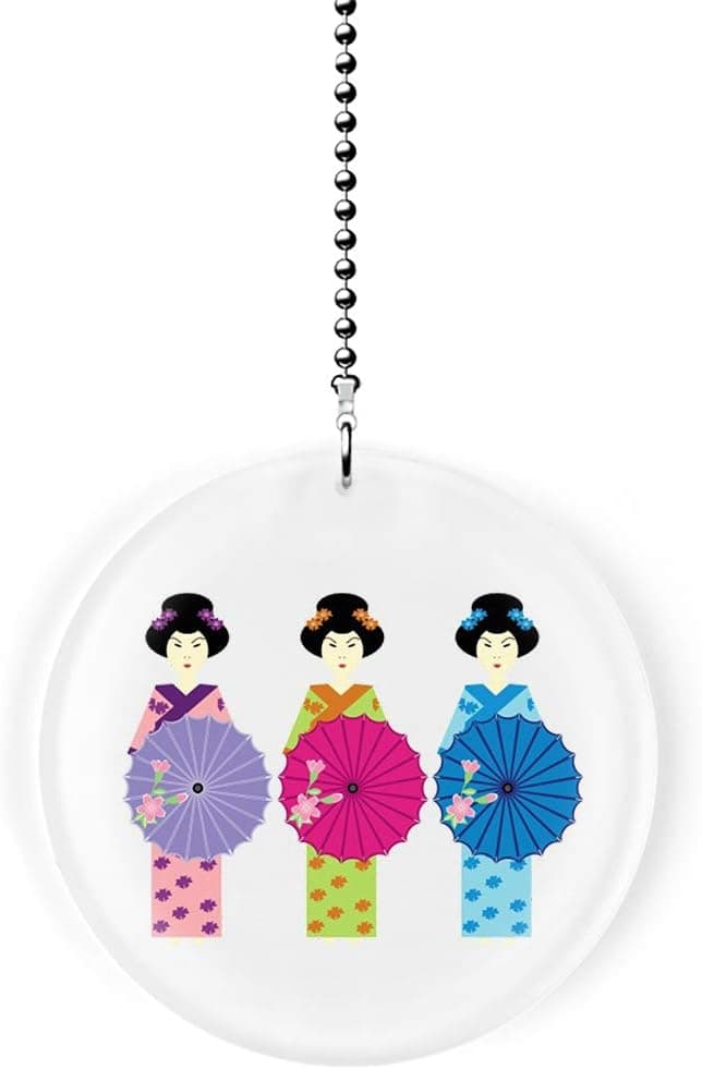 Gotham Decor Japanese Geishas with Parasols Fan/Light Pull