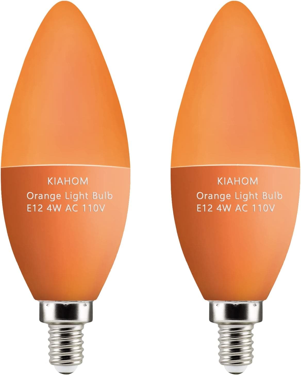 Kiahom LED Candle Orange Light Bulb 2 Pack, 4W Orange Bulb Replace to 40 Watt Colored Light Bulb, E12 Orange LED Lights, Christmas Bulb, Candelabra Bulb for Party Decoration, Holiday Lighting