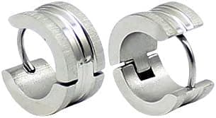 Stainless steel Unisex/ Mens huggie hoop earrings - sand blasted - hypo allergic 316L surgical steel - packed in a lovley velvet pouch