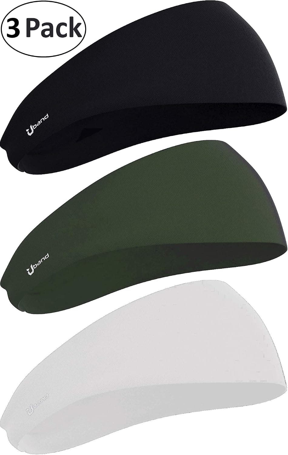 Self Pro Mens Headbands 3pcs Guys Sweatband Performance Stretch, Moisture Wicking