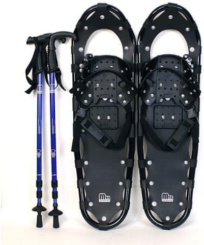 New MTN 25" Black All Terrain Snowshoes+Nordic pole+ Free Carrying Bag